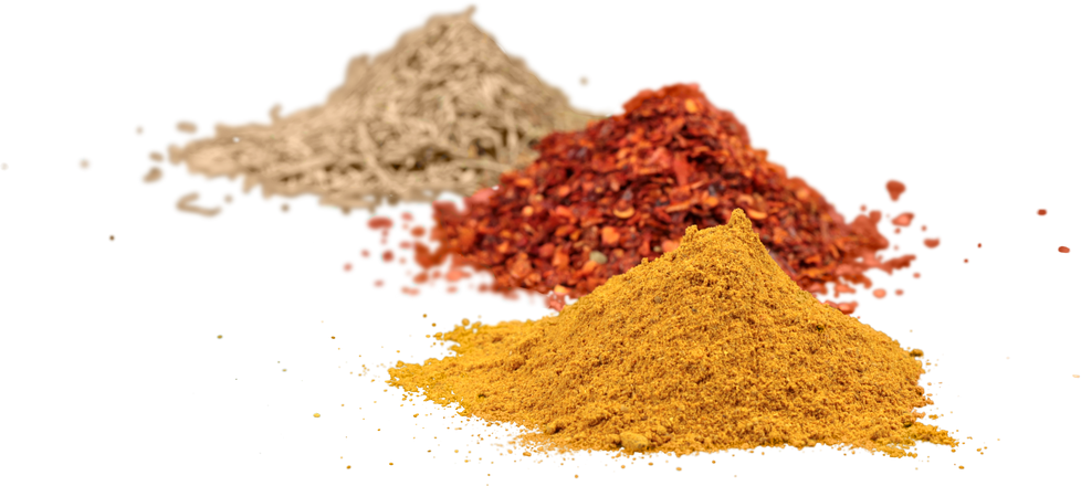Piles of Ground Spices Isolated